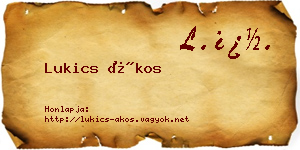 Lukics Ákos névjegykártya